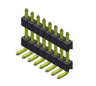 পিন হেডার সংযোগকারী 2.54mm ডুয়াল রো R/A TYPE 1*2PIN থেকে 1*40PIN H=2.54MM