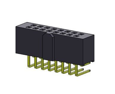 ডুয়াল রো R/A TYPE ফিমেল পিন কানেক্টর 2.54 মিমি 2*2PIN থেকে 2*40PIN H=8.50mm