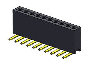 মহিলা হেডার সংযোগকারী 1.27 মিমি একক সারি R/A টাইপ 1*2PIN থেকে 1*40PIN H=4.30mm